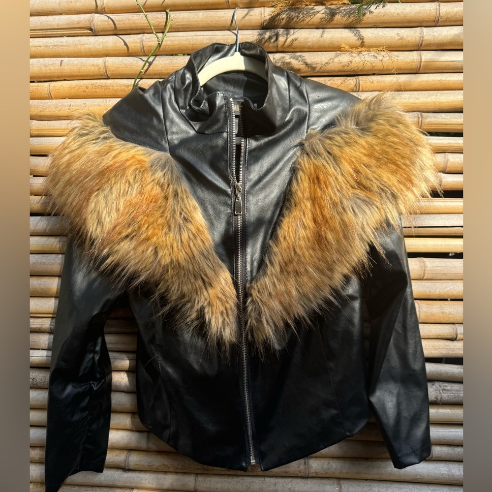 Black faux fur jacket